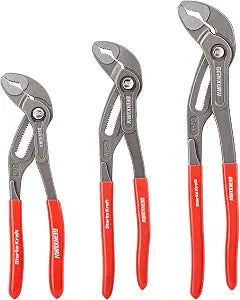 GEINXURN 7/10/12-Inch Water Pump Pliers Set, 3PCS Groove Joint Pliers V-Jaw with Push-Lock, Fast Adjustable Slip Joint Pliers Set for Plumbing, Home Repair, and Pipe Fittings