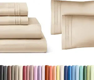 Wheat 4-Piece Sheet Set & Pillowcase Bedding Bundle (Queen Size) - Complete Queen Sheet Set & 2 Pillowcases with Deep Pockets up to 16 inches - Comfy, Hotel Luxury Quality - Soft, Breathable & Cooling
