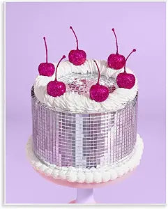 Gleaming Disco Cake Glam, 11 x 14 Inch Mounted Print on Wall Plaque