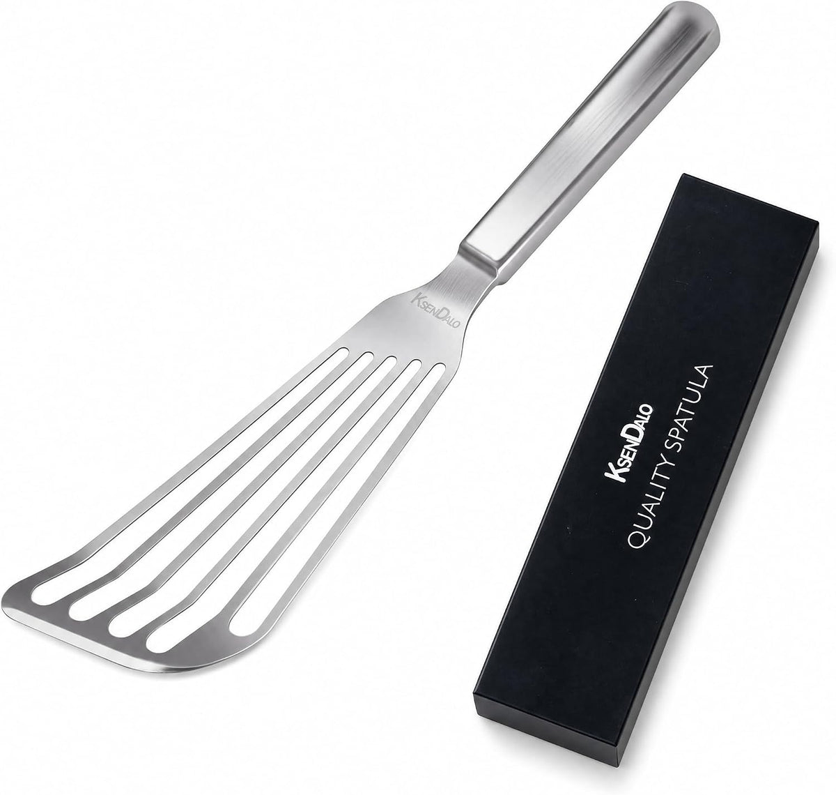KSENDALO Fish Spatula for Kitchen-Thin Sturdy, Stainless Steel,Silver