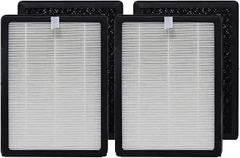 PUREBURG Replacement Filter Compatible with Cuisinart CAP-500 Air Purifier Part NO. CAP-500FPK, H13 True HEPA and Activated Carbon Multi-Layer Filtration, 4 Piece Pack