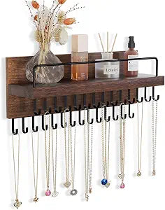 Lolalet Necklace Holder for Wall, Hanging Jewelry Organizer -Brown