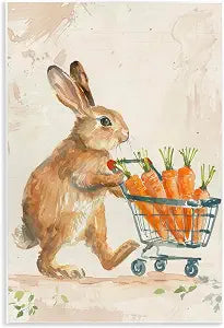 Carrot Connoisseur Rabbit, 10 x 15 Inch Mounted Print on Wall Plaque