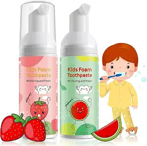 Foam Toothpaste Kids, Kids Mouthwash with Fruit Flavor - Toddler Toothpaste Age for Children, 360��Care Natural Anti-Cavity Formulas with Fluoride for Electric & U-Shape Toothbrushes