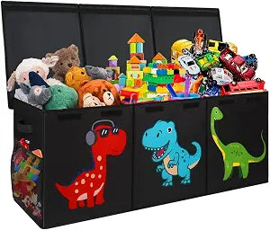 Extra Large Toy Box, Kids Toy Storage Chest with Lids, 40"x16"x16", Black