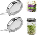 2Pack Sprouting Lids for Regular Mouth Mason Jars, Reusable Stainless Steel Screen Bean Sprouts Growing Lid for Seed Germination, Ideal for Bean and Alfalfa Sprouts