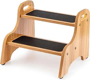 StrongTek Wooden Toddler 2 Step Stool, 350 lb, Non-Slip, Natural