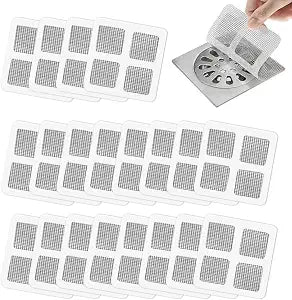 Disposable Shower Drain Hair Catcher Stickers, 30 4x4 Inch Drain Mesh Cover Bathroom Shower Drain for Laundry,Tubshroom,Kitchen Sink,Floor Drain, Self Adhesive Mesh Filters for Human and Pet