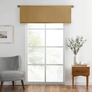 Elrene Home Fashions SunVeil Vanderbilt Straight Pleated Valance with YarnLock Technology, 50 in x 18 in (Straight Valance), Gold
