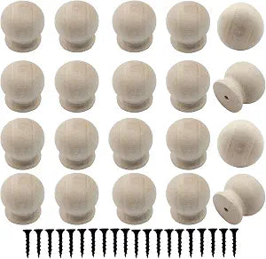 Piutouyar Wood Dresser Knobs, 20 Pcs Mini Unfinished Wooden Knobs, 18x18mm