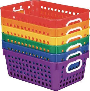 Really Good Stuff Medium Plastic Book Baskets, 11" by 7.5" by 4.5", 6-Pack