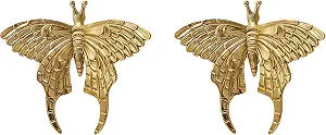 Gold Brass Butterfly Kitchen Cabinet Knobs - Modern Dresser Handles Single Hole Drawer Pulls Furniture Hardware Decorative for Bedroom Bathroom Closet Cupboard2 Pcs (A)