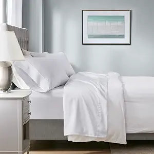 Madison Park 1000 TC Cotton Blend Sheet Set, Full Size Bed Set White 4 Pcs