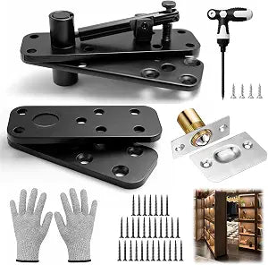 Hidden Door Pivot Hinge, 570LBS Load Capacity Heavy Duty Hidden Door Bookcase Hinge 360 Rotation Solid 304 Stainless Steel Hidden Door Hardware Kit for Murphy Door, Secret Bookcase, Bookshelf Door