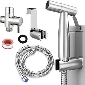 Stainless Steel Bidet Sprayer for Toilet  Handheld Cloth Diaper Sprayer & Bathroom Jet Kit with Hose  High Water Pressure for Pet Bathing & Feminine Hygiene