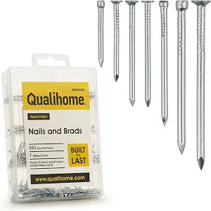 Qualihome Hardware Nail Assortment Kit, Includes Finish, Wire, Common, Brad and Picture Hanging Nails