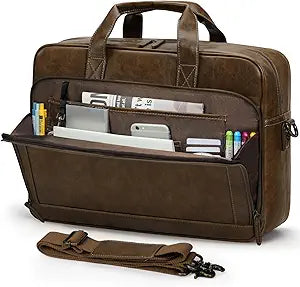 RAINSMORE Mens Laptop Bag 16 Inch Leather Briefcase Vintage Messenger Bag