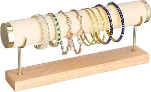 Bracelet Display Holder Bangle Storage Single Tier T-bar Stand Towers for Jewelry Wrist Watch Organization, White