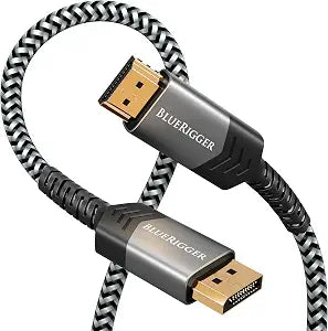 BlueRigger DisplayPort to HDMI Cable - (15FT, DP to HDMI Cord, 4K 60Hz, HDR, HDCP 2.2, Uni-Directional Display to HDMI, Male Video Cable) - Compatible with PC, Laptop, HDTV, Monitor, Projector, VR