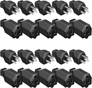 Treela 20 Pcs Extension Cord Plug Replacement Male and Female Extension Cord Ends 125v 15a 2 Pole 3 Wire Male and Female Connector Straight Plug Replacement Compatible with Nema 5-15p and 5-15r 1875w
