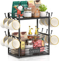EsLuker.ly Coffee Mug Cup Holder Tree Bar Station Organizer, 2 Tier Black