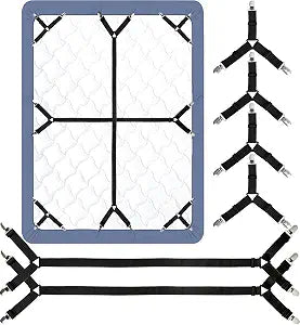 Attmu 6 Pack Bed Sheet Straps Fitted Bed Sheet Fasteners Clips Black