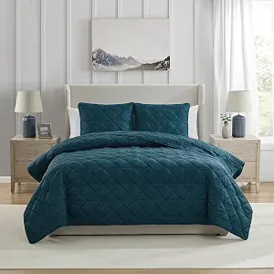 VCNY Home Pinsonic Damask Bedding Set, Full/Queen, Lucy Teal