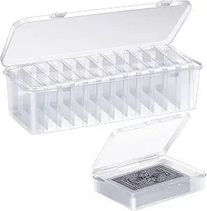 12 Pcs Playing Card Box, Clear Trading Card Storage Organizer 3.86 x 2.91 x 0.94 Inch Plastic Card Deck Case Snap Closed Holder Storage Organizer for Gaming Cards, Business Card Storage (12)