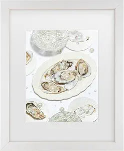 Trademark Fine Art Framed Wall Art - 1x Studio III 'Oysters A Pearls No 03' Wall Decor with Matted Frame