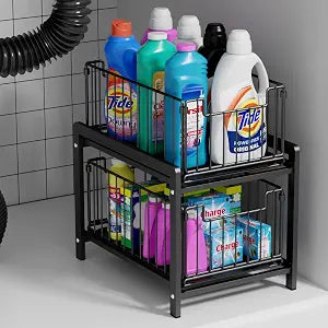 2-Tier Pull Out Cabinet Organizer, Slide Out Under Sink Organizer