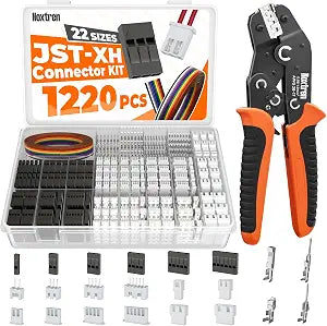 JST-XH 2.5mm & Du pont 2.54mm Connector Kit with AWG2817 Ratcheting Crimping Tool, 22 Sizes Wire Terminal Set for Arduino, Raspberry Pi, 3D Printer, RC, PCB & DIY Electronics