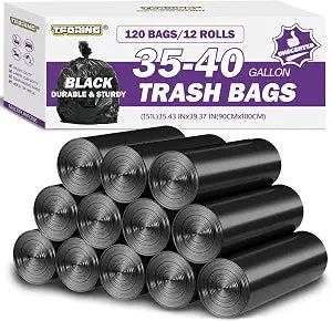 35-40 Gallon Trash Bags Unscented, 35'' x 40'', Black, 120 Count