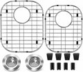 2-Pack Stainless Steel Kitchen Sink Bottom Grid (13"x16"and 11.2"x14.5") with Rear Drain Hole  Rust-Resistant Sink Protector + 2 Sink Strainers