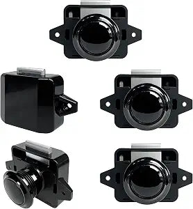 5 Pcs Push Button Latch Cabinet Door & Marine Drawer Latches, Black Keyless RV Cupboard Push Button Lock Drawer for Camper, Motorhome, Caravan (ABS Body + Zinc Alloy Lock Tongue)