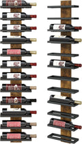 IBUYKE Wall Mounted Wine Rack 12 Bottle,Wood Storage Rack,Brown TMJ913H