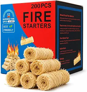 Fire Starters 200 Pcs, Wood Fiber Firestarters for Fireplace, BBQ and Camp