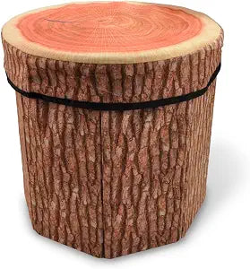 Tree Stump Storage Stool,Stool Ottoman,Mushroom Ottoman, Cute Folding Storage Toy Box, Collapsible Seat Chest, Wood Stump Organizer Stool for Toy, Cloth