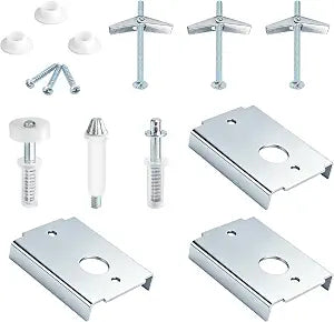 Bifold Door Repair Kit for Closet Doors, 3 Reinforced Brackets with Pivot Pins & Guide Wheel, Fix Cracked Wood Doors, Fits 1-3/8" Thick Doors (7/16" Pivot)