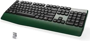 MPTOG Bluetooth Wireless Keyboard with Wrist Rest (Dark-Green Black)