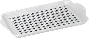OGGI Anti Slip Serving Tray with Handles- White Rectangle Server - Ideal for Eating, Breakfast Tray, Food Tray, Appetizer, Serving