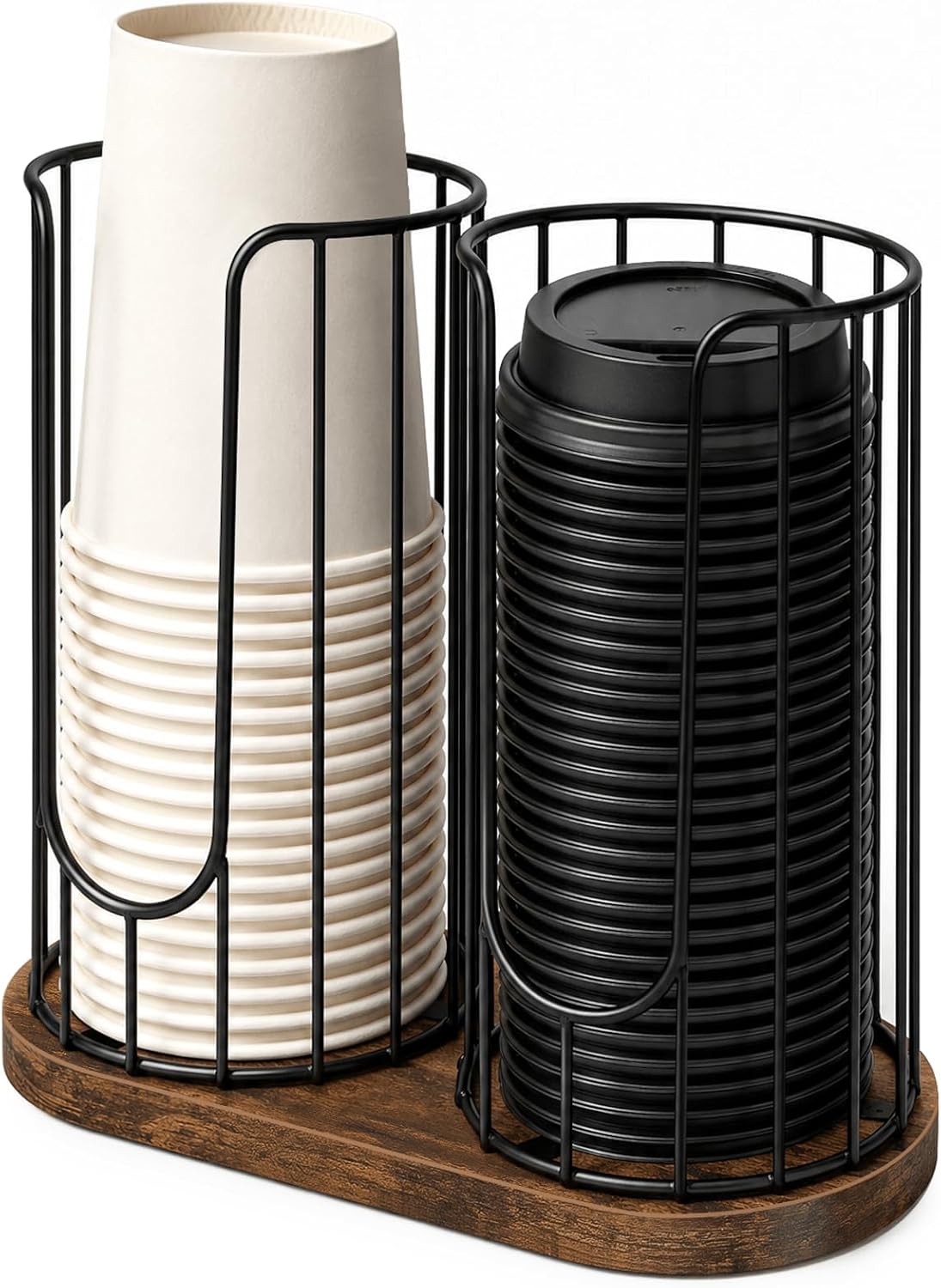 Coffee Cup Holder for Countertop, Disposable Cup and Lid Organizer