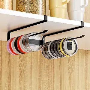 Quehun 2 PCS Tumbler Lid Organizers, Ample Lid Capacity Up to 30 Lids, No Adhesive No Drill Yeti Lid Organizer Holder Inside Cabinet, Space-Saving Stanley Tumbler Cup Lid Holder Organizer for Kitchen