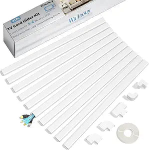 Cord Covers for 3-4 Wires on Wall, Wuitaouy 141.7in Cord Hider Kit, Self-Adhesive Wire Hider Wire Covers for Cords on Wall, Paintable Tv Cable Hider Cable Raceway, W1.18 H0.6in, White