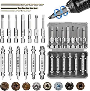 Gifts for Men,16 Pcs Damaged Screw Extractor Set Christmas Stocking Stuffers for Adults Men, ez Out Screw Extractor, Stripped Screw Extractor Set of Rusty Broken Screws & Bolts