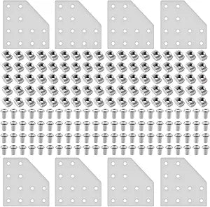 8pcs 2040 Joint Plate Connector Corner L Bracket 12-Hole Silver
