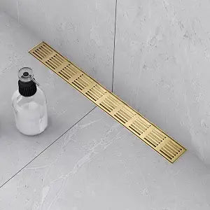 Linear Shower Drain 24 Inch, Professional Brushed SUS-304 Stainless Steel Shower Drain, 51L/Min Fast Drainage Floor Linear Drain, US Standard CUPC Certified, Zirconium Gold, SD-109