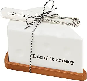 Mud Pie Figural Cheese Cloche Set; dish 3 1/2" x 5 1/2" | spreader 5 1/2"