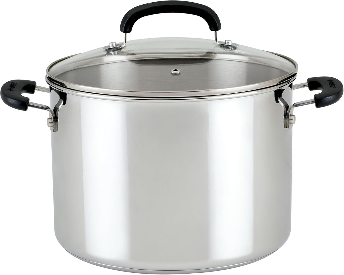 Farberware Brilliance Stainless Steel Stock Pot with Lid, 8 Quart