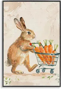 Carrot Connoisseur Rabbit Woodland, 12 x 18 Inch Framed Gicle Print