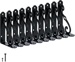 HOME MASTER HARDWARE Decorative Shelf Brackets, 5x3.5 inch, Black, 10 Pack